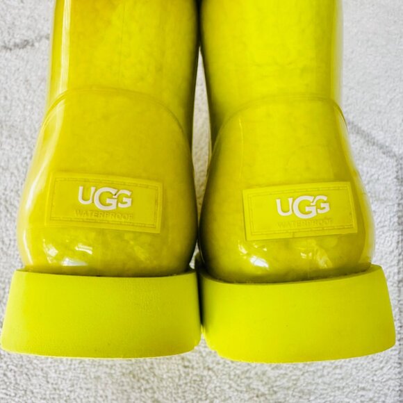 UGG Women’s Clear Mini Boot Neon Yellow Waterproof Rain Booties Sz 7 - Picture 5 of 7